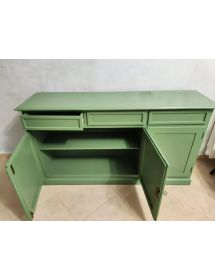 Madia Credenza arte povera Legno 3 Porte verde salvia 156x42x85