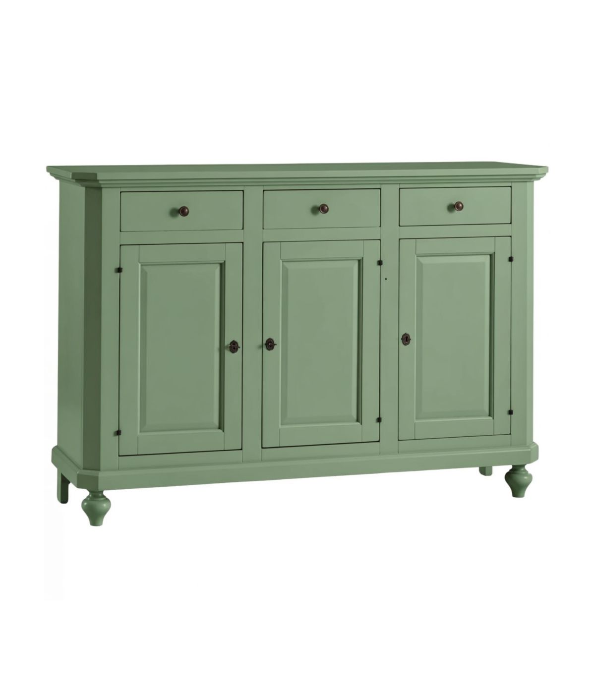 Madia Credenza arte povera Legno 3 Porte verde salvia 150x43x98