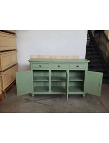 Madia Credenza arte povera Legno 3 Porte verde salvia 150x43x98