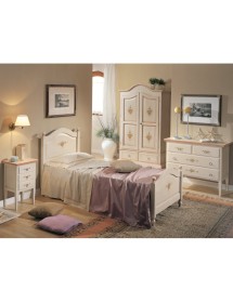 MOBILI 2G - COMO 4 CASSETTI BIANCO FILO ROSA IN LEGNO