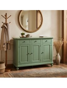Madia Credenza arte povera Legno 3 Porte verde salvia 150x43x98