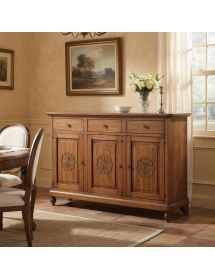 MADIA CREDENZA 3 PORTE LEGNO ARTE POVERA NOCE CONSUMATO 104X43X98
