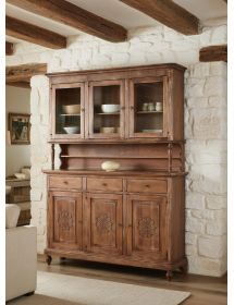 CRISTALLIERA 3 PORTE ARTE POVERA NOCE CONSUMATO 150x43x205