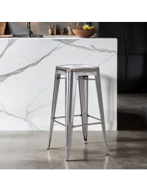 Set 6 Sgabelli design metallo colore acciaio 43x43x76