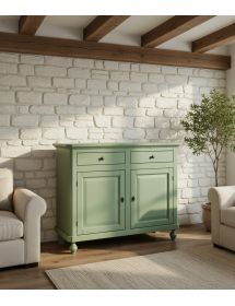 Madia Credenza arte povera Legno 2 Porte verde salvia 104x43x98