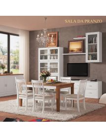 Parete attrezzata classica in legno bianco 265x36/60x230