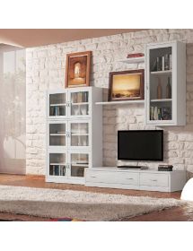 Parete attrezzata classica in legno bianco 265x36/60x230