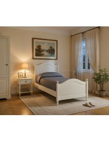 LETTO SINGOLO SHABBY BIANCO SPORCO 100x212x112 (6072)