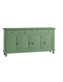 Madia Credenza arte povera Legno 4 Porte verde salvia 196x43x98