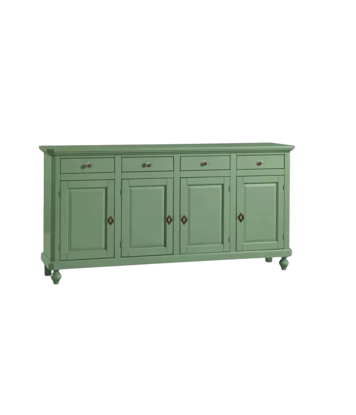 Madia Credenza arte povera Legno 4 Porte verde salvia 196x43x98