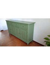Madia Credenza arte povera Legno 4 Porte verde salvia 196x43x98