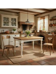 Set tavolo shabby gamba tornita 100x70 120x80 130x85 140x80 160x85 allungabile con 4/6 sedie design