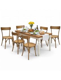 Set tavolo shabby gamba tornita 100x70 120x80 130x85 140x80 160x85 allungabile con 4/6 sedie design