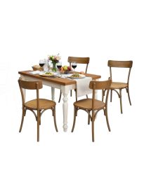 Set tavolo shabby gamba tornita 100x70 120x80 130x85 140x80 160x85 allungabile con 4/6 sedie design