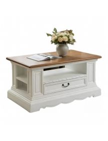 TAVOLINO CLASSICO SHABBY LEGNO BIANCO NOCE GRANO 125X75X60