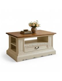 TAVOLINO CLASSICO SHABBY LEGNO AVORIO NOCE GRANO 125X75X60