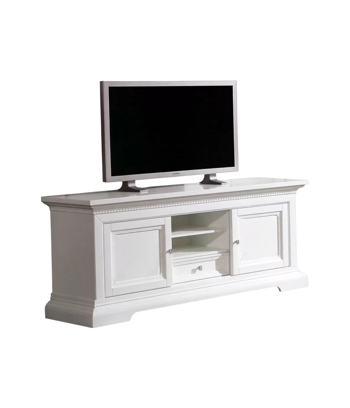 Porta tv 2 porte 1 cassetto classico legno bianco 169X53X75