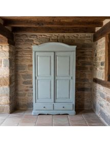 ARMADIO SHABBY 2 ANTE SCORREVOLI LEGNO AZZURRO CONSUMATO 122X59X200
