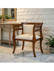 POLTRONA IMBOTTITA LEGNO MASSELLO INTAGLIATA FREGI 69x43x78