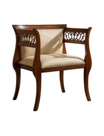 POLTRONA IMBOTTITA LEGNO MASSELLO INTAGLIATA FREGI 69x43x78