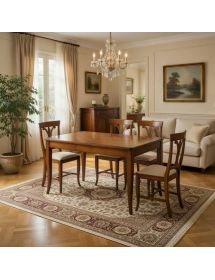 Set tavolo classico allungabile Legno noce spinapesce 160x90x78 con 6 sedie imbottite