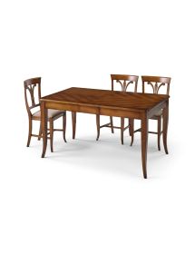 Set tavolo classico allungabile Legno noce spinapesce 160x90x78 con 6 sedie imbottite