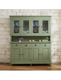 Cristalliera 4 porte legno shabby verde salvia consumato 196X43X208
