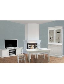 MOBILI 2G - Soggiorno classico legno shabby chic bianco opaco vista frontale