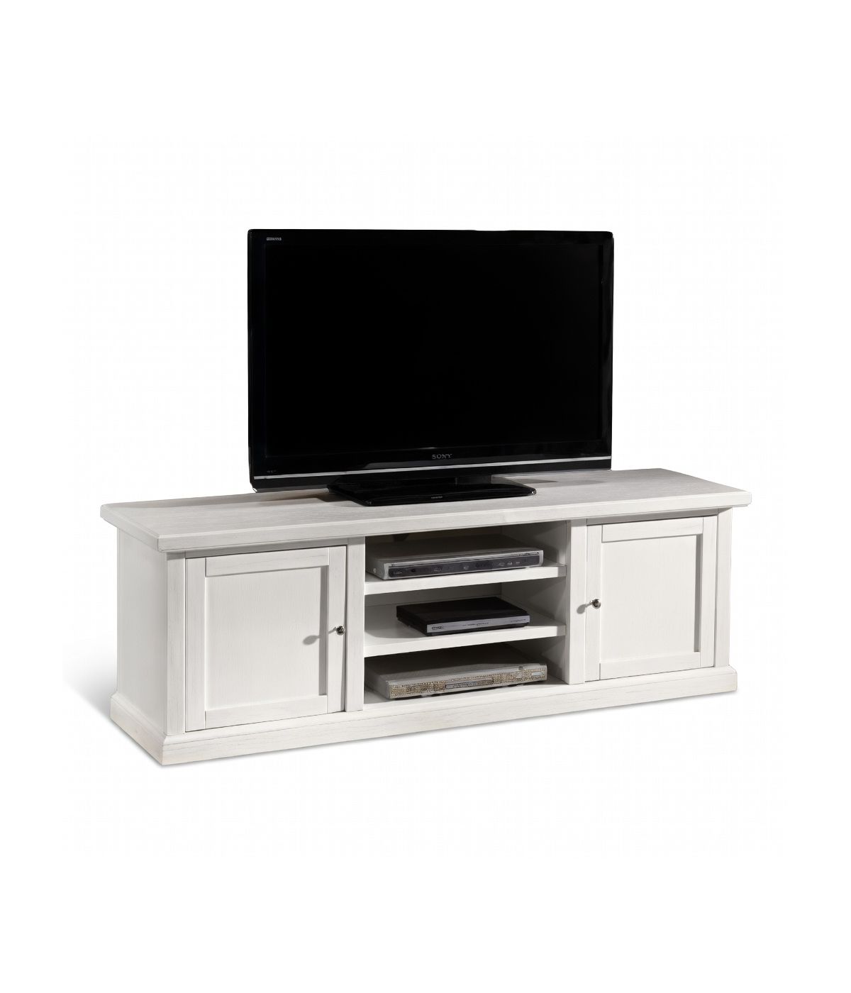 MOBILI 2G - PORTA TV 2 ANTE IN LEGNO SHABBY BIANCO 160x46x56 VISTA LATERALE