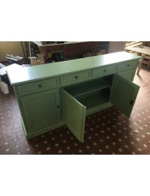 Madia Credenza arte povera Legno 3 Porte verde salvia 205x42x86