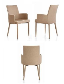 MOBILI 2G - SET 4 POLTRONE IN TESSUTO TORTORA CON BORDO BIANCO MISURE L.55 H.89 P.54 HS.49 (698) VISTA FRONTALE