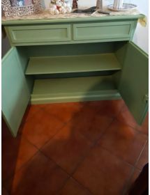 Madia credenza 2 porte arte povera legno verde salvia 105x42x85