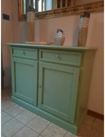 Madia credenza 2 porte arte povera legno verde salvia 105x42x85