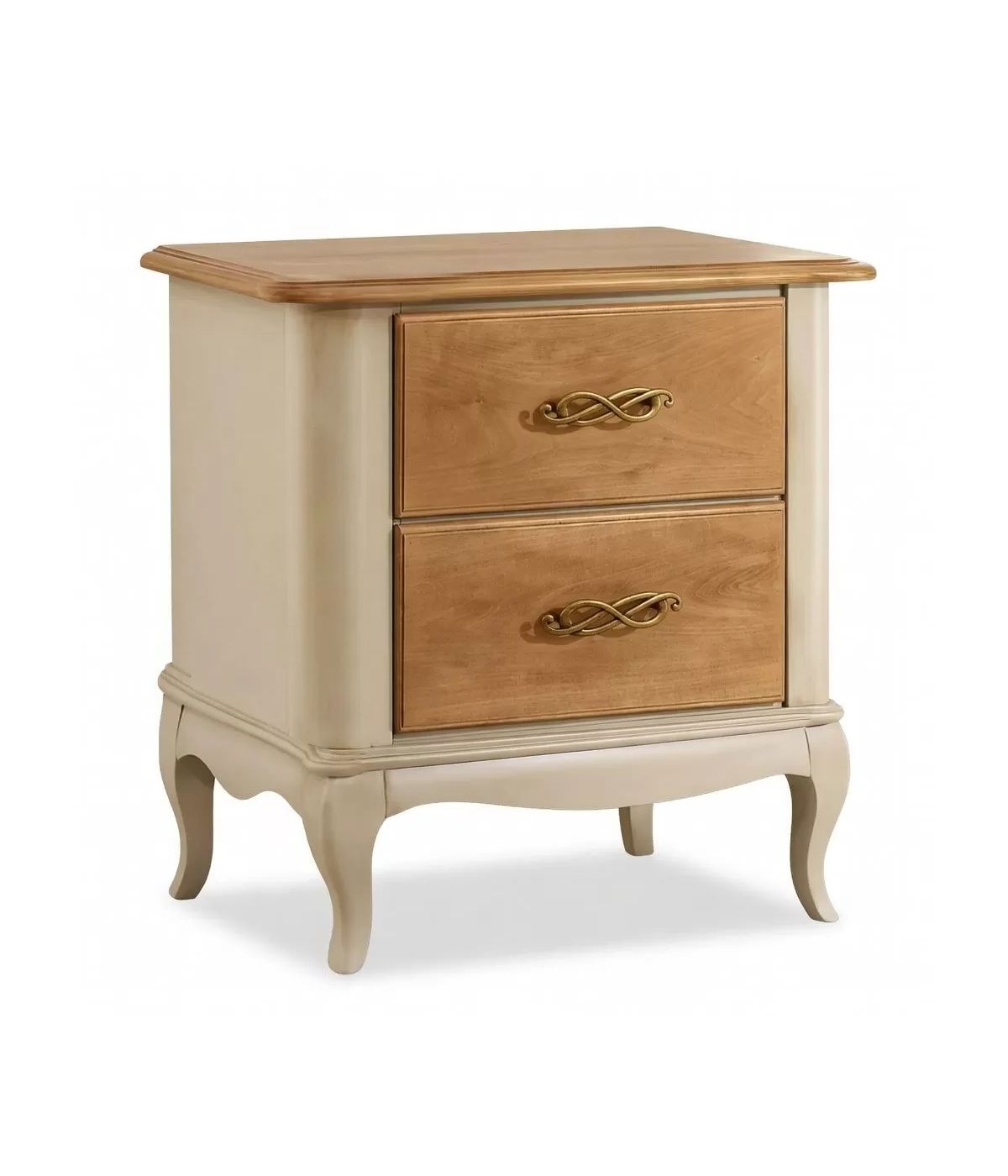 COMODINO CLASSICO 2 CASSETTI LEGNO GREZZO 61X41X71