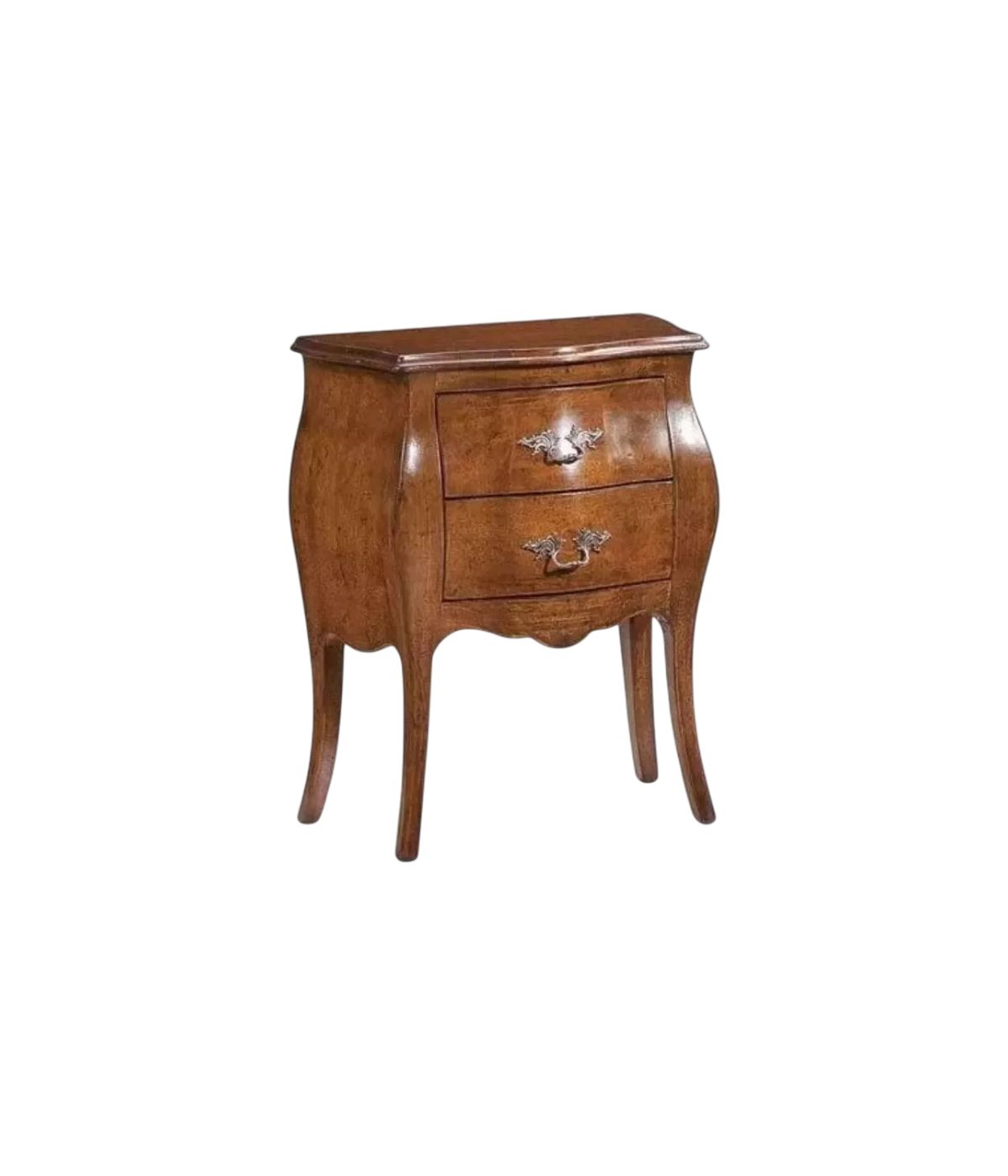 Comodino 2 cassetti sagomato legno tinta noce bassano 50x30x60