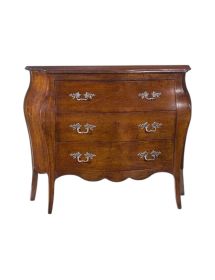 Comò classico bombato legno 3 cassetti tinta noce bassano 105x42x85