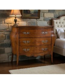 Comò classico bombato legno 3 cassetti tinta noce bassano 105x42x85