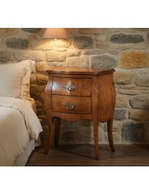 Comodino 2 cassetti sagomato legno tinta noce bassano 50x30x60