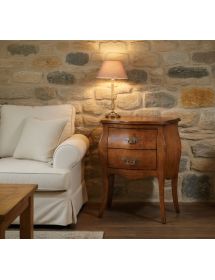 Comodino 2 cassetti sagomato legno tinta noce bassano 50x30x60