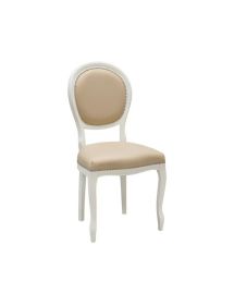 Sedia shabby legno bianco imbottita ecopelle 50x47x100