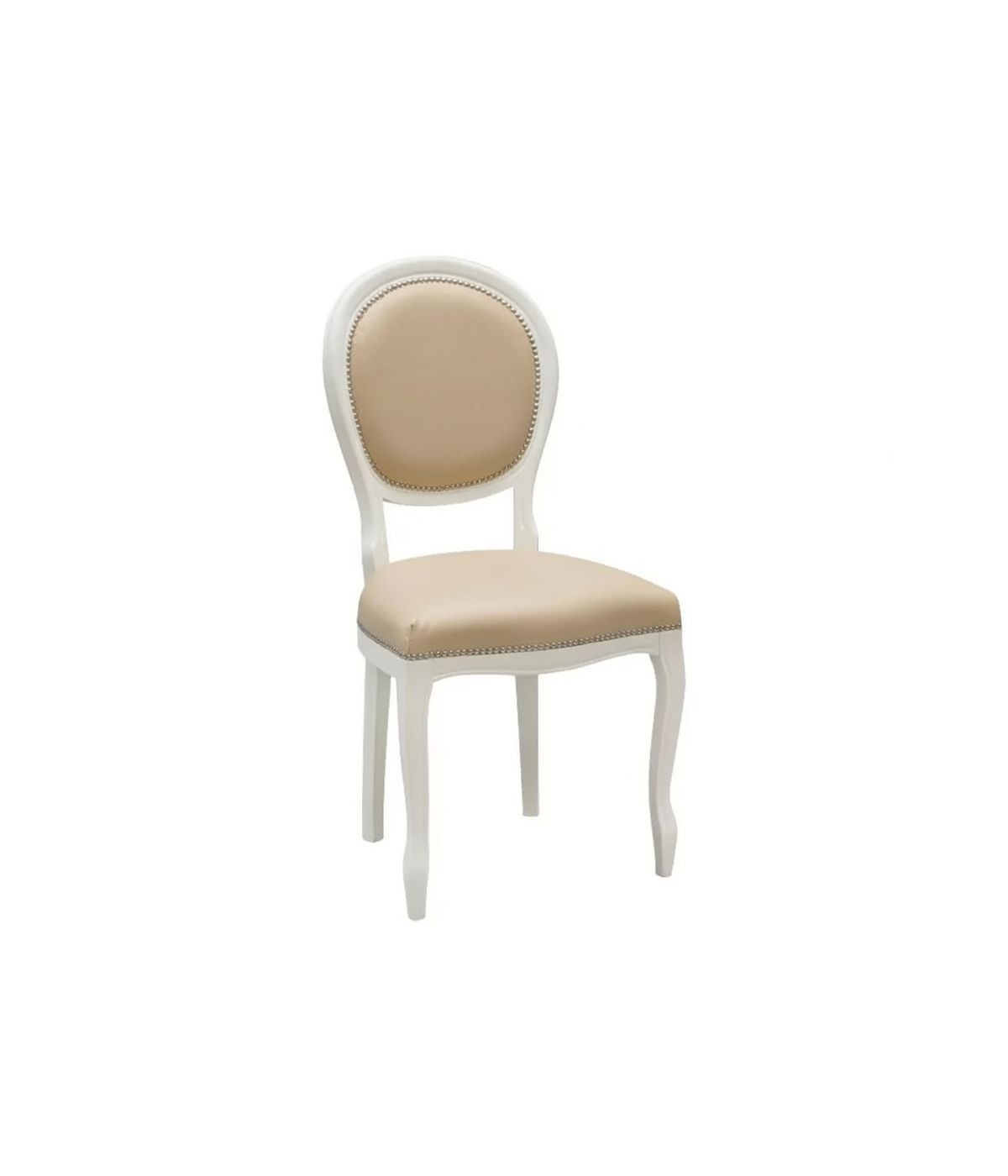 Sedia shabby legno bianco imbottita ecopelle 50x47x100