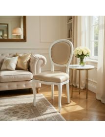 Sedia shabby legno bianco imbottita ecopelle 50x47x100