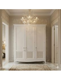 Armadio classico 3 porte paglia di vienna Legno bianco shabby 190x6...