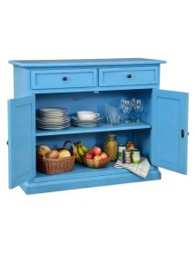 Madia credenza shabby 2 porte legno azzurro 105x42x85