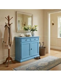 Madia credenza shabby 2 porte legno azzurro 105x42x85