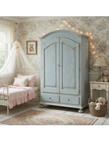 ARMADIO 2 PORTE LEGNO SHABBY CERATO AZZURRO 125X61X200
