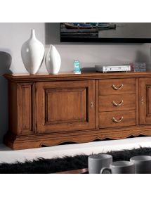 Porta tv 2 porte 3 cassetti classico legno tinta noce 209X43x67