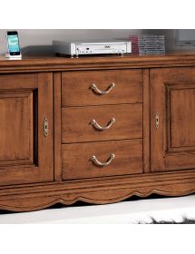 Porta tv 2 porte 3 cassetti classico legno tinta noce 209X43x67