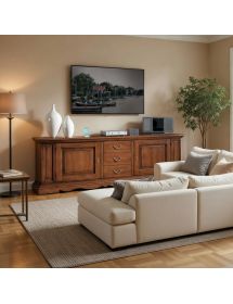 Porta tv 2 porte 3 cassetti classico legno tinta noce 209X43x67