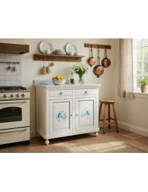 MADIA CREDENZA 2 PORTE 2 IN LEGNO SHABBY BIANCO 103X43X98